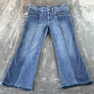 Ariat Slim Trouser Jeans High Rise Medium Wash Seam Detail 32S Womens Flare